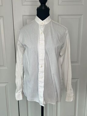 British House Equestrian Show Shirt in White with Long Sleeves, Choker Collar S